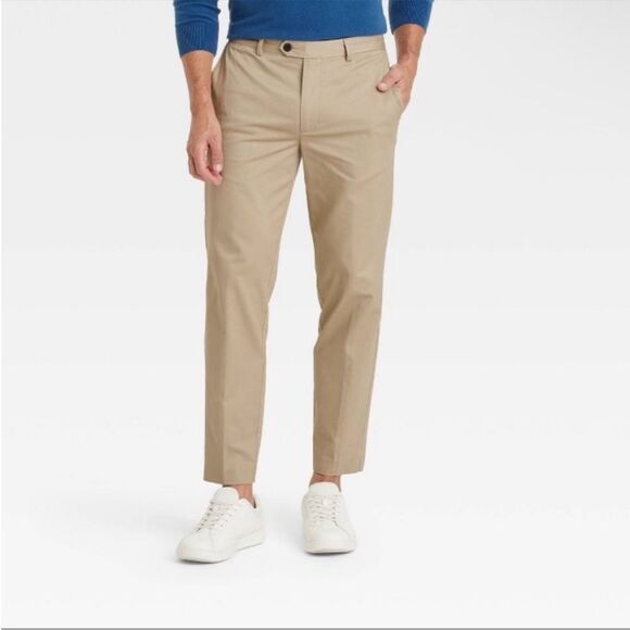 Goodfellow Mens Slim Trouser 🔥 Khaki🔥 NWT 🔥 size 34 x 30 🔥 stretch - Picture 1 of 6